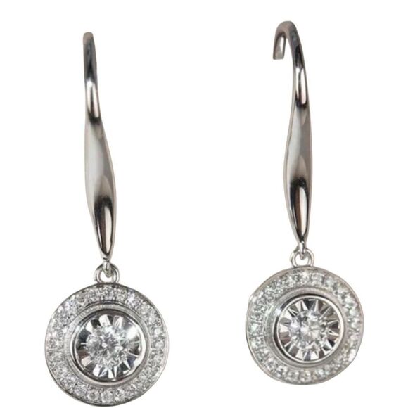 The Disc Drop Round Earring in 925 - Picture 2 of 5